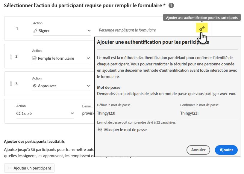 Configurer l’authentification facultative pour les participants