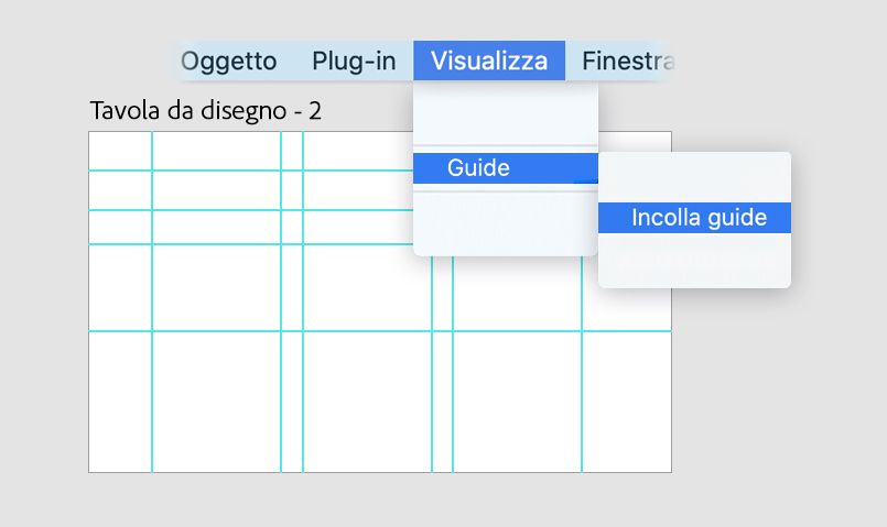 Incollare le guide all'interno di una tavola da disegno