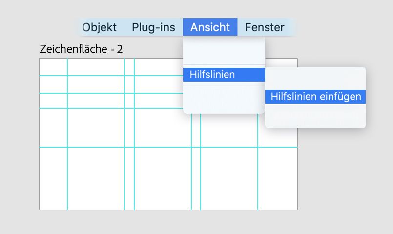 Hilfslinien in eine Zeichenfläche einfügen