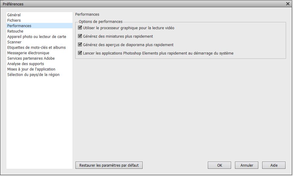 Options de performances