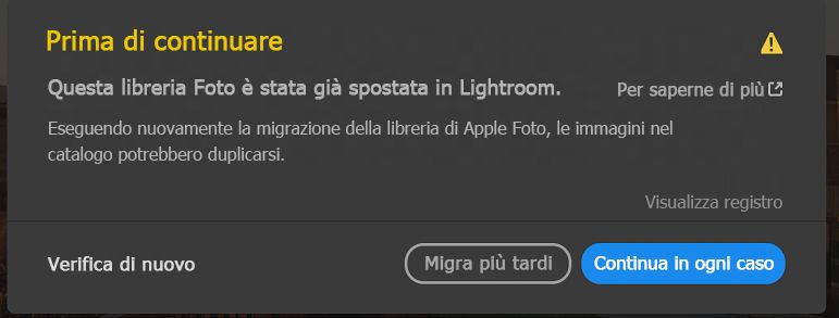 Libreria foto già migrata