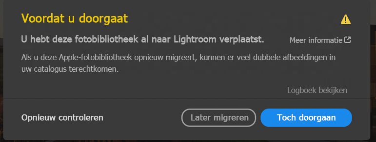 Foto's-bibliotheek al gemigreerd