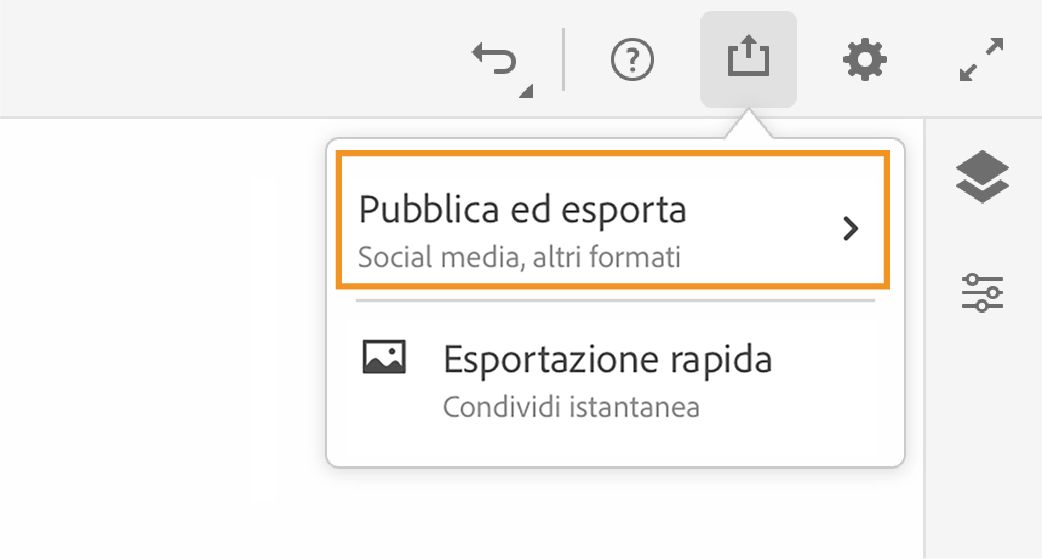 Opzione Pubblica ed esporta