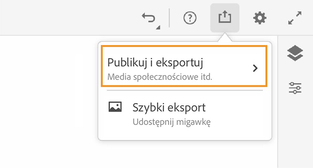 Opcja Publikuj i eksportuj