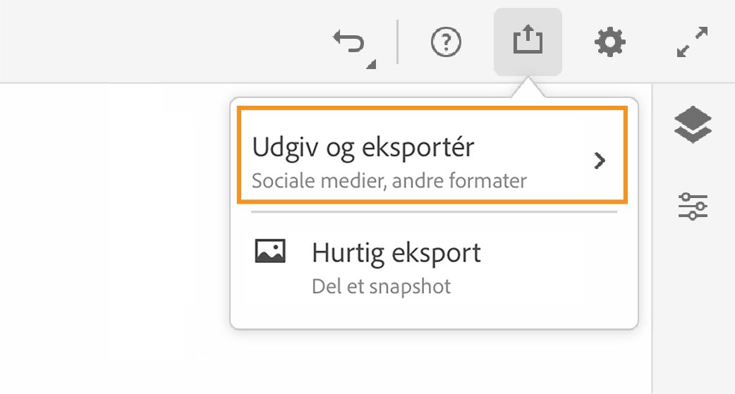 Muligheden Udgiv og eksporter