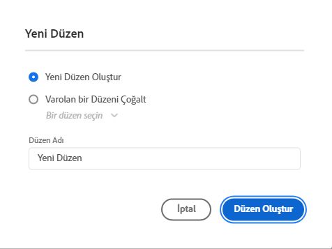 Yeni Düzen Oluştur