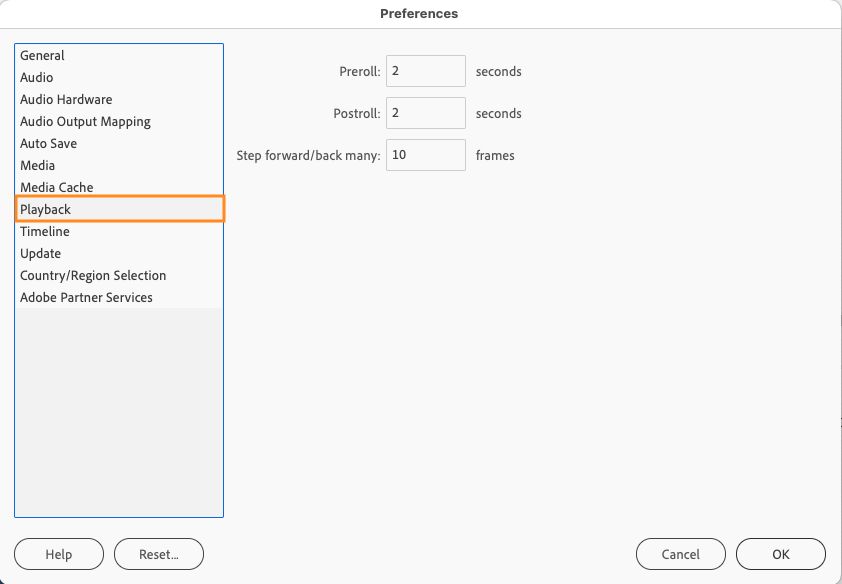 Set Playback Preferences