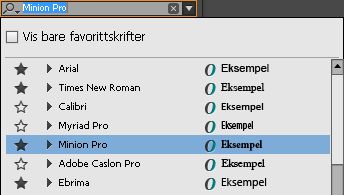 Hurtigliste for installerte skrifter
