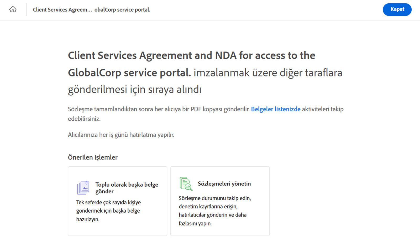 Gönderim sonrası sayfa.