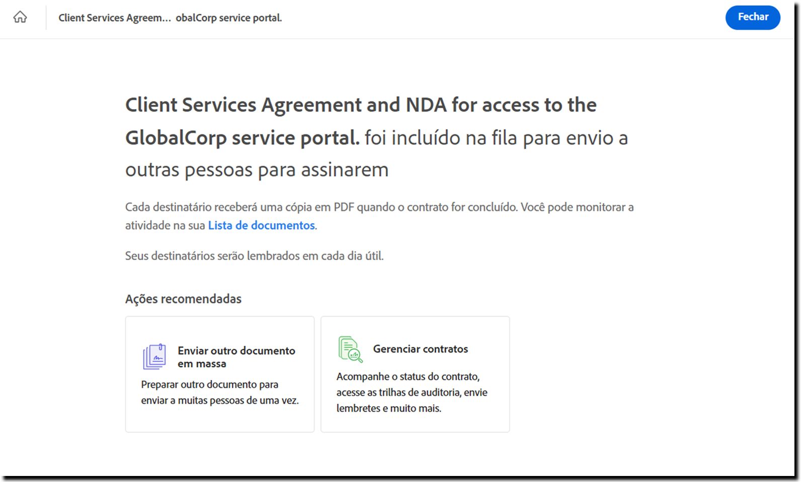A página pós-envio.