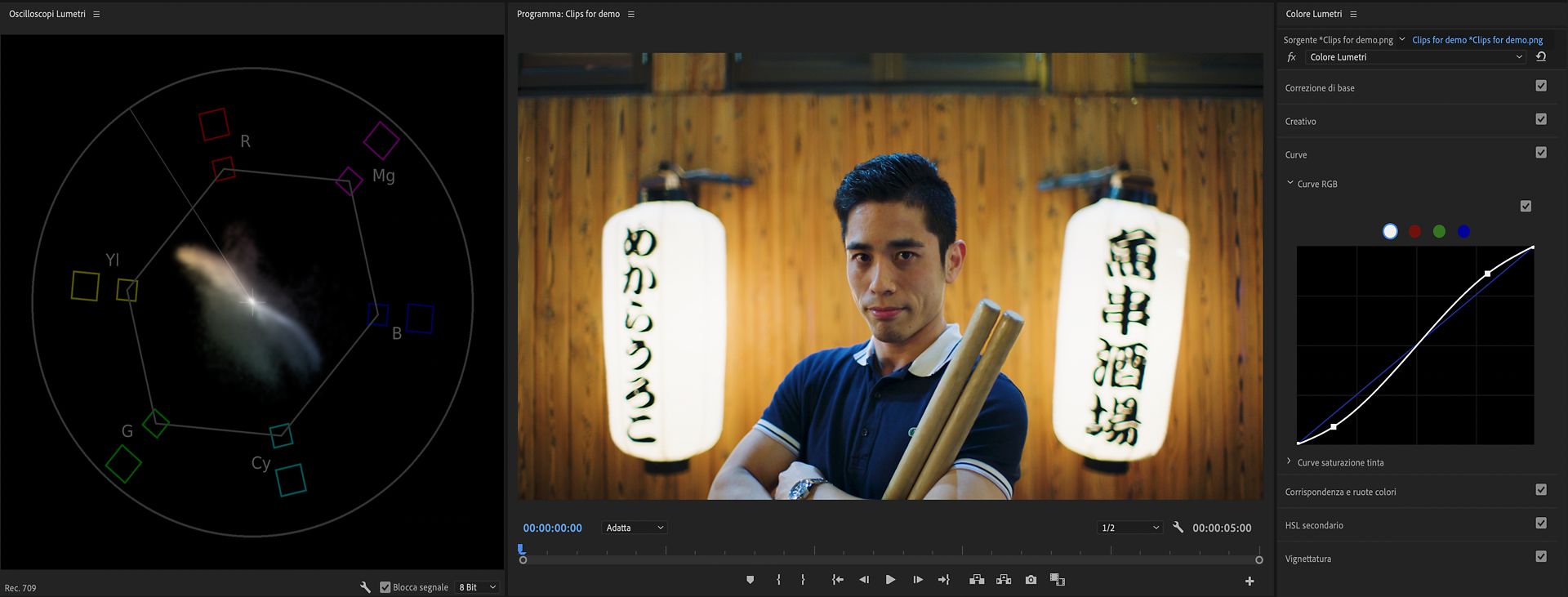 Facile selezione dei punti di regolazione su curve Luma e RGB