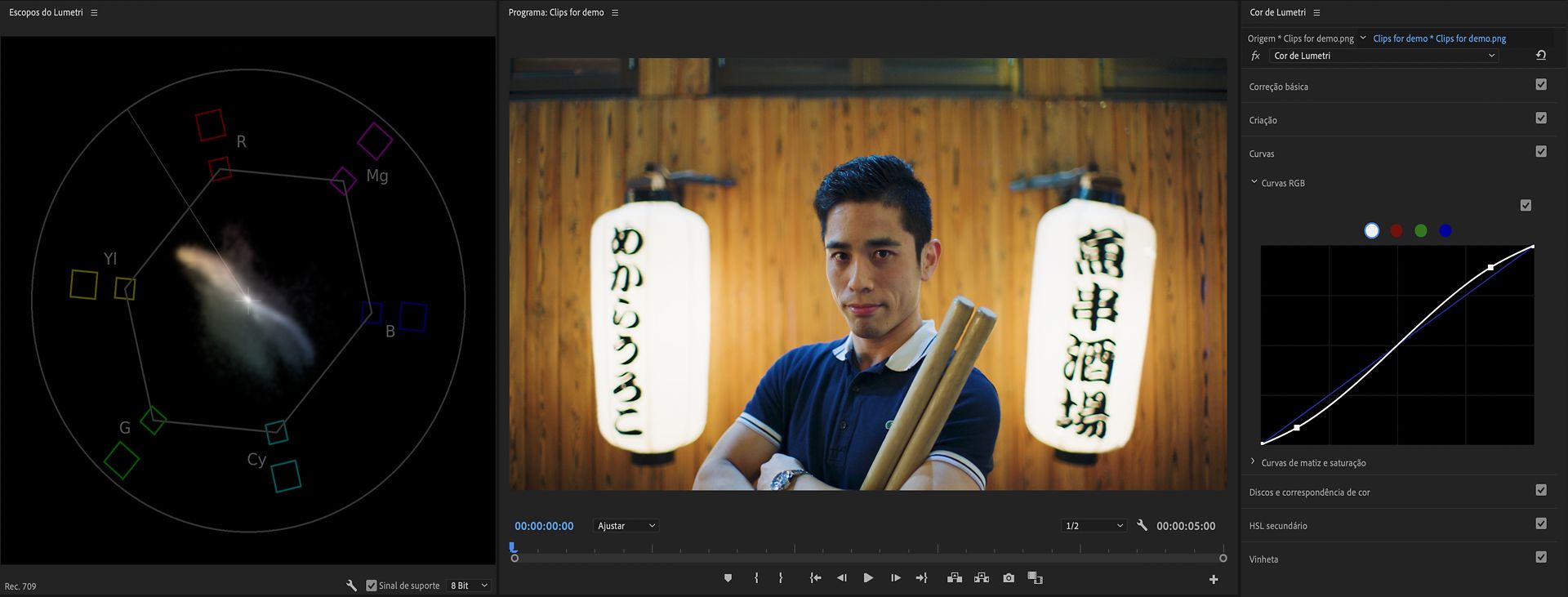 Fácil seleção de pontos de ajuste em curvas Luma e RGB