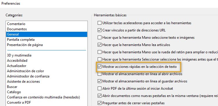 Mostrar u ocultar la barra de herramientas de acción rápida