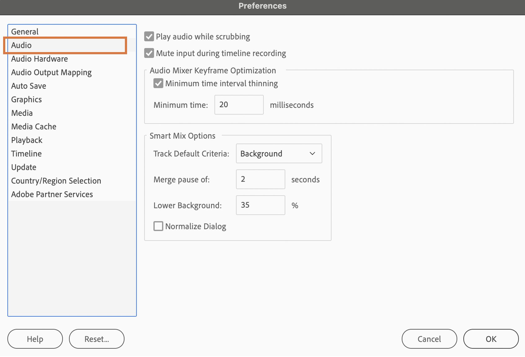 Audio Preferences