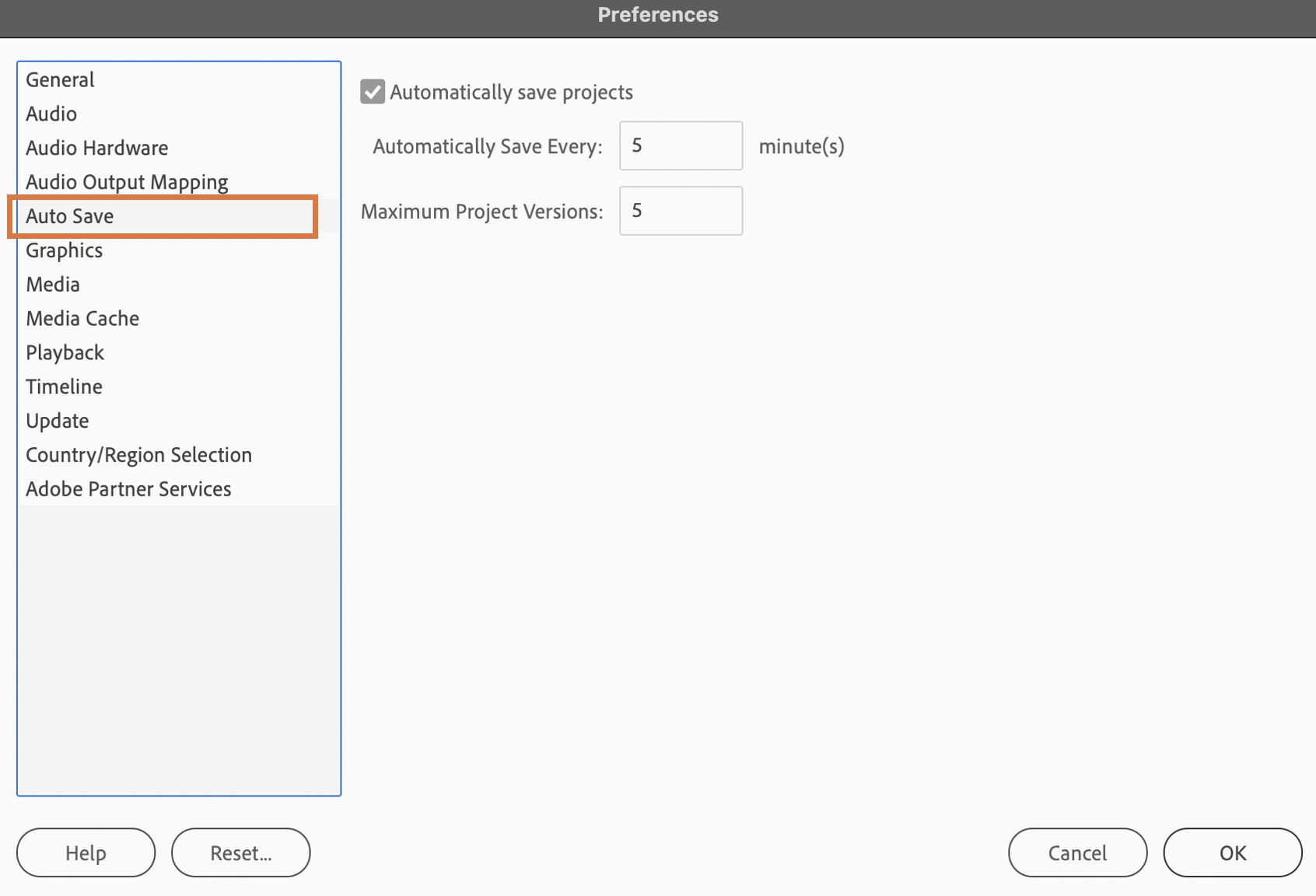 Auto Save Preference