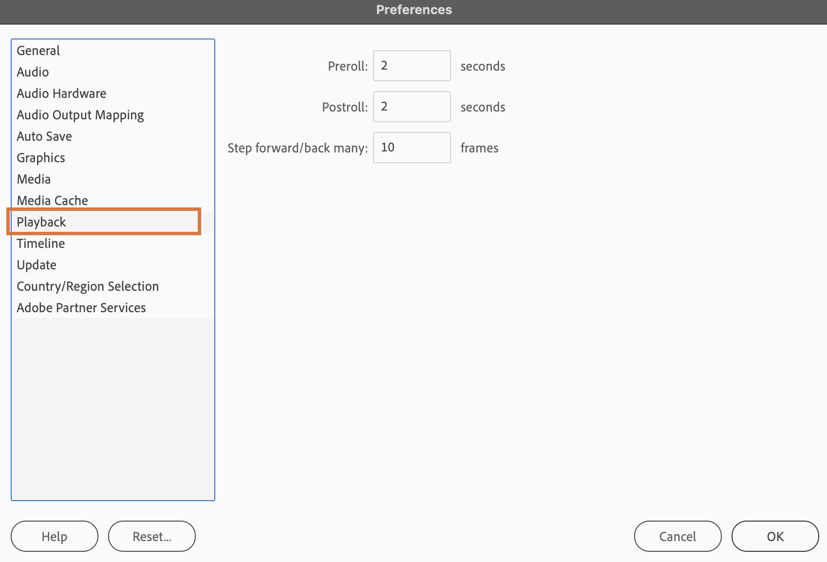 Set Playback Preferences