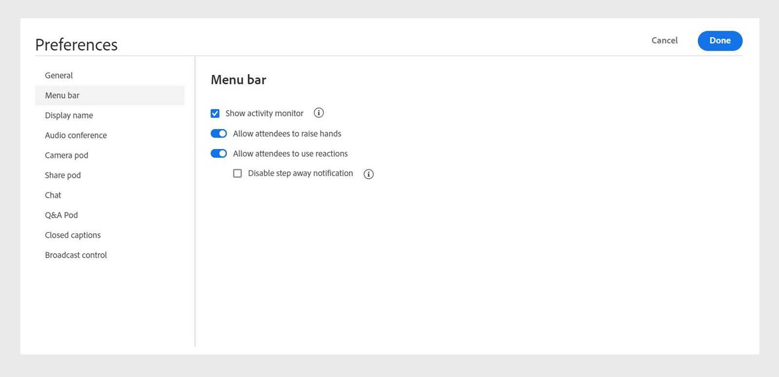 Preferences for reactions