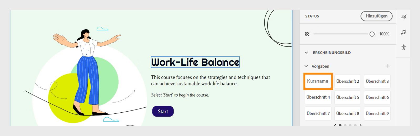 Umbenannte Vorgaben werden im Bedienfeld „Vorgaben“ angezeigt