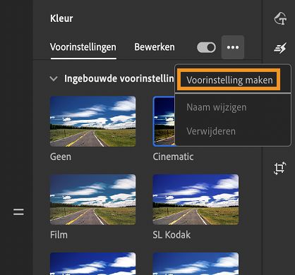 Uw aangepaste kleurvoorinstellingen maken