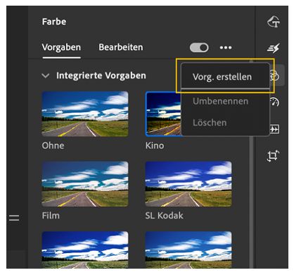 Eigene Farbvorgaben erstellen