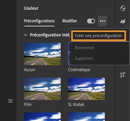 Création de vos paramètres prédéfinis de couleur personnalisée