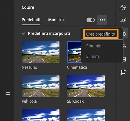 Creare i predefiniti di colore personalizzati
