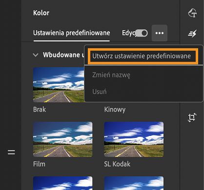 Tworzenie własnych nastaw kolorów