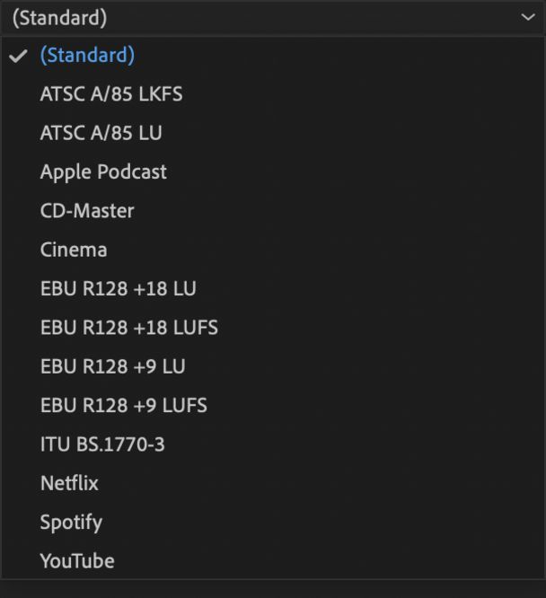 Lautstärkenmesser-Vorgaben