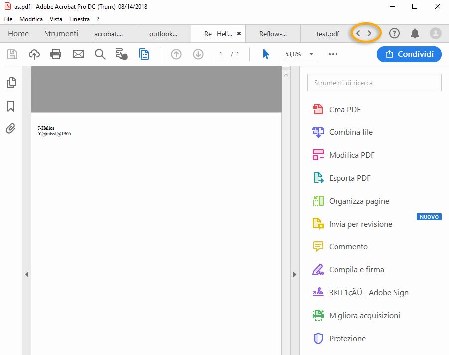 Vista documento a schede per visualizzare più file PDF