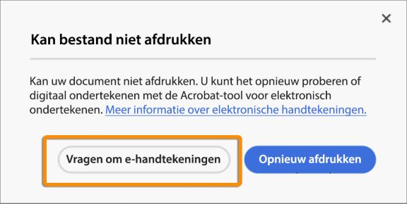 Ledetekst for å be om signaturmelding etter utskriftsfeil