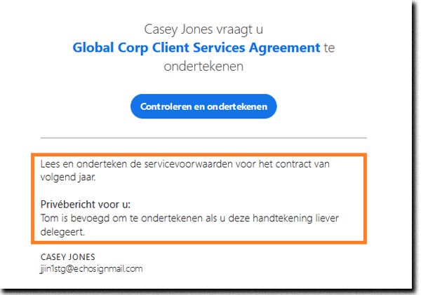 E-mail Controleren en ondertekenen met het bericht en het privébericht gemarkeerd.