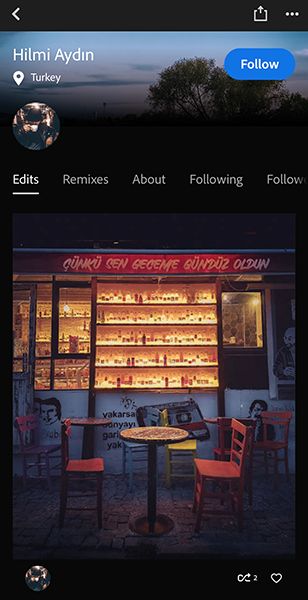 Screenshot of a users profile page