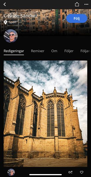 Skärmbild av en användares profilsida