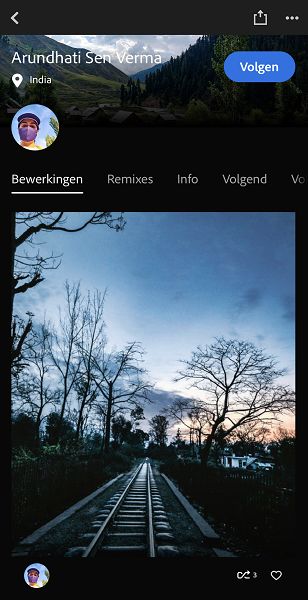 Screenshot van een gebruikersprofielpagina