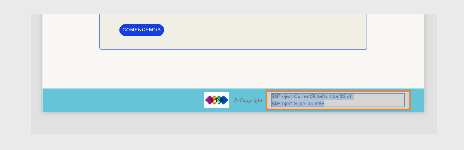 Ejemplo de variable de recuento de diapositivas del proyecto