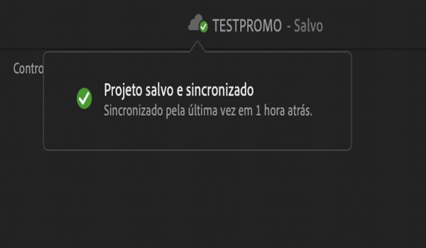 A dica de ferramenta do ícone de nuvem que informa que as últimas alterações do projeto de equipe foram salvas e sincronizadas.