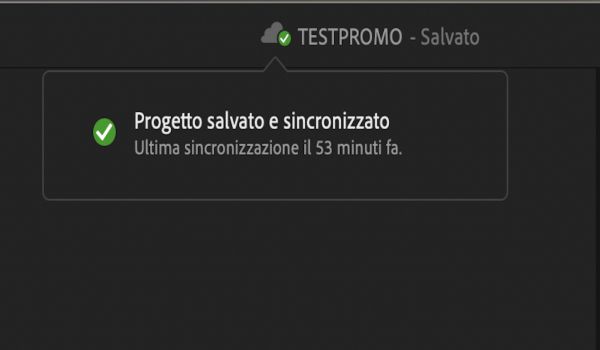 Descrizione associata all’icona cloud che segnala che le modifiche più recenti nei progetti team sono state salvate e sincronizzate.