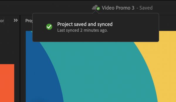 Cloud icon tooltip that mentions that the latest changes in Team Projects are saved and synced.