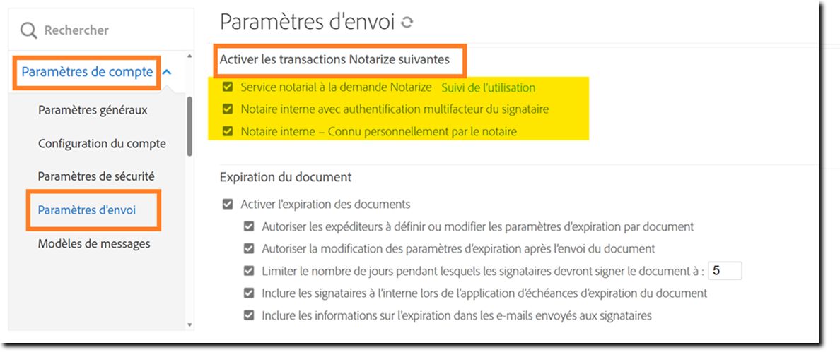 Pagina Impostazioni di invio con le impostazioni Proof evidenziate
