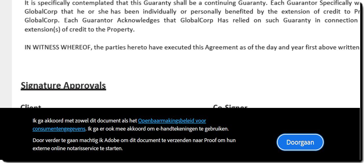 Proof-voettekst voor de invulfase van velden