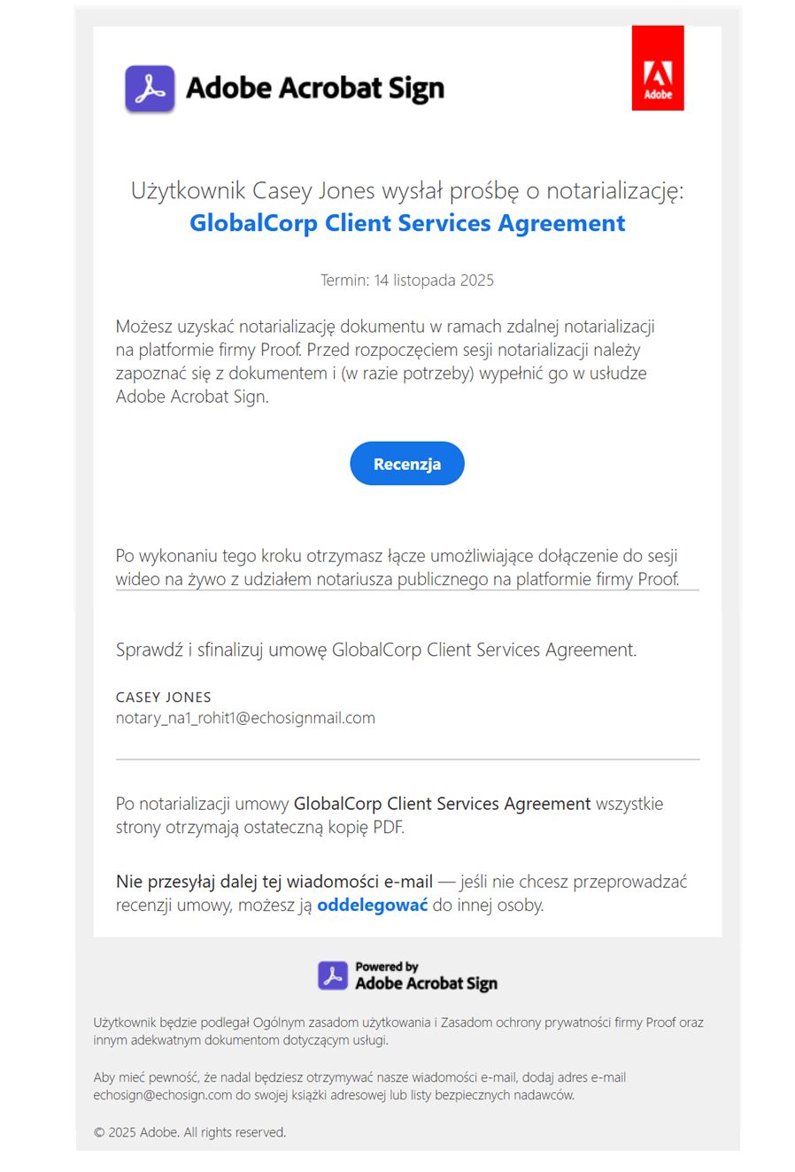 Pierwsze powiadomienie e-mail