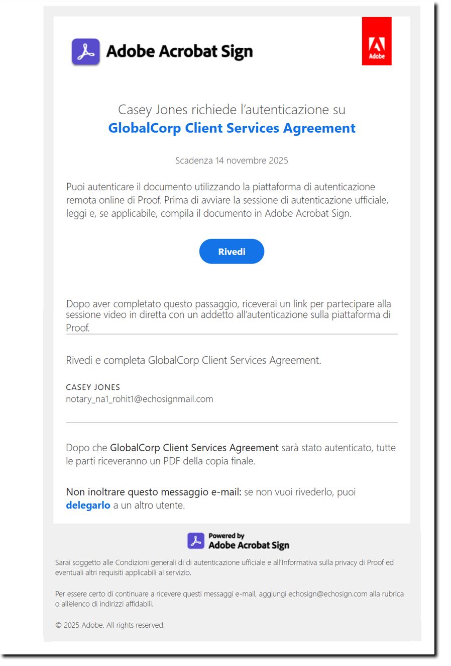 Prima notifica e-mail