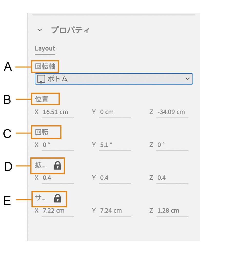 プロパティパネル