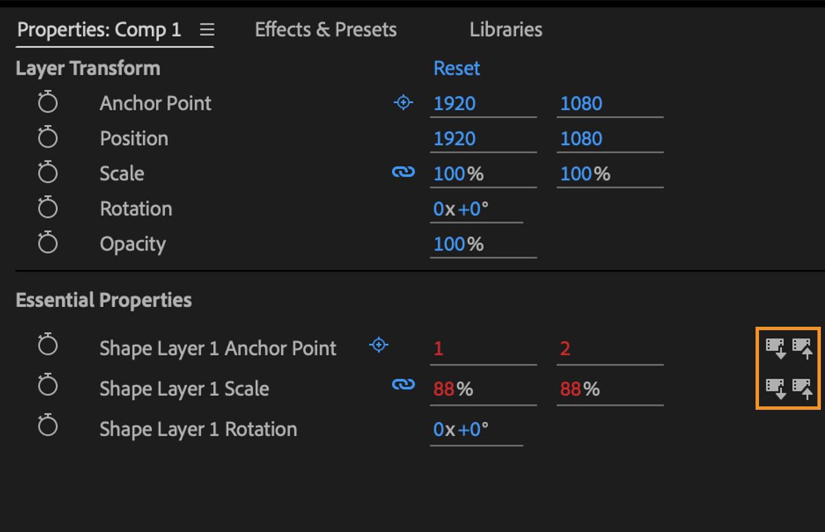 Push and Pull options in the Properties panel