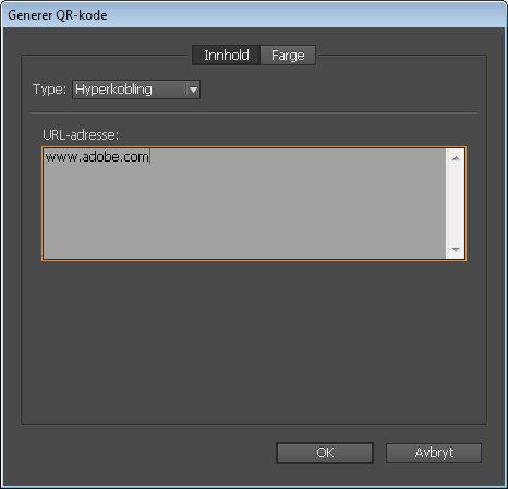 Dialogboks for generering av QR-kode