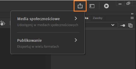 Panel szybkiego udostępniania i publikowania