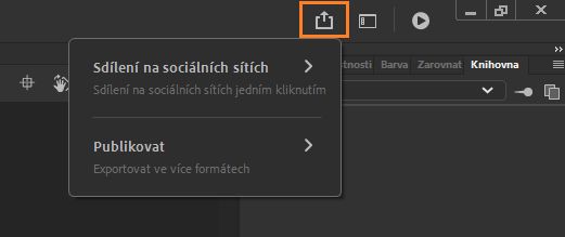 Panel pro rychlé sdílení a publikování
