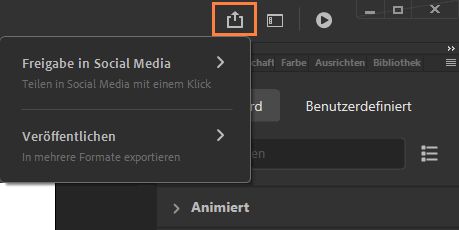 Bedienfeld für Schnellweitergabe und Schnellveröffentlichung