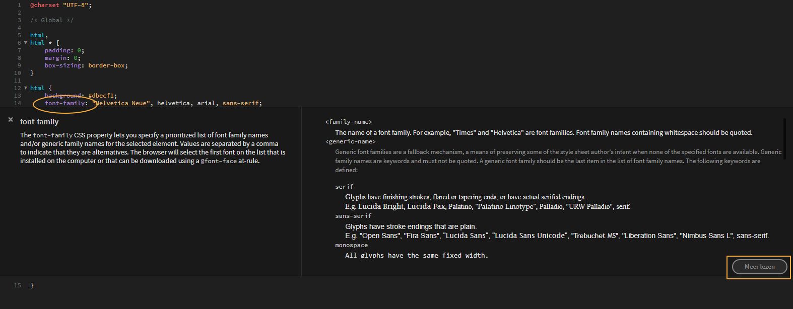 CSS-documentatie in Dreamweaver