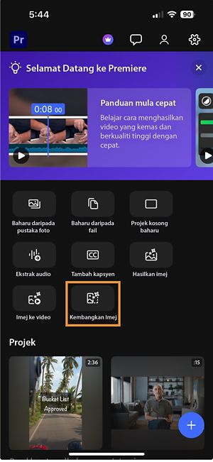 Tetingkap tindakan pantas dengan pilihan Kembangkan imej diserlahkan untuk memulakan pengembangan generatif.